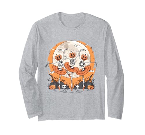 Ballett Skelett Ballerina Halloween Gruseltanz Frauen Mädchen Langarmshirt von Pumpkin Skeletons Spooky Ballet Costume