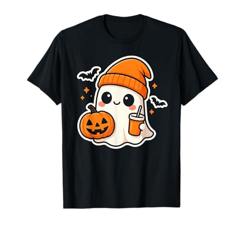 Ghost Coffee Lover Cute Halloween Pumpkin Spice Damen Mädchen T-Shirt Ghost Coffee Lover Cute Halloween Pumpkin Spice Damen Mädchen T-Shirt von Pumpkin Spice Ghost POD