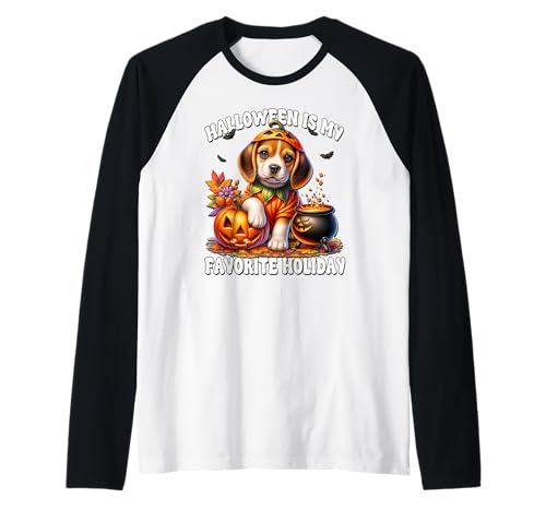 Halloween is My Favorite Holiday Women Halloween Beagle Mom Raglan von Pumpkin Themed Beagle Gifts For Halloween Lovers