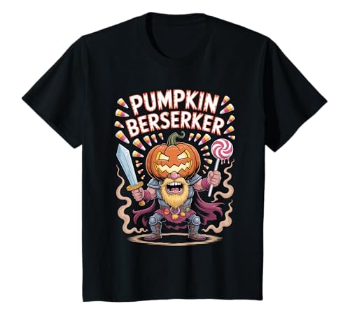 Kinder Lustiger Wikinger Halloween - Niedlicher Kürbis Wikinger Berserker T-Shirt von Pumpkin Viking Kids Halloween Berserker Costume