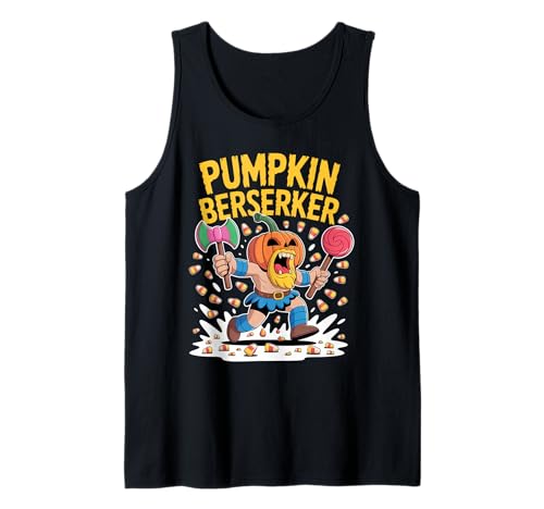 Lustiger Kürbis Wikinger Kinder - Halloween Berserker Kostüm Tank Top von Pumpkin Viking Kids Halloween Berserker Costume