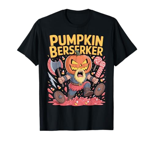 Lustiger süßer Kürbis Berserker Kinder Halloween Wikinger T-Shirt von Pumpkin Viking Kids Halloween Berserker Costume