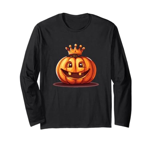 Lustiges Königreich Kürbis mit Krone Outfit für Jungen und Mädchen Langarmshirt von Pumpkin with Crown
