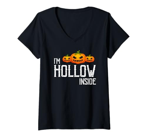 Damen Ich Bin innerlich hohl Lustiger Kürbis Humor T-Shirt mit V-Ausschnitt Damen Ich Bin innerlich hohl Lustiger Kürbis Humor T-Shirt mit V-Ausschnitt von Pumpkinkopf Stimmung Gruselwitz