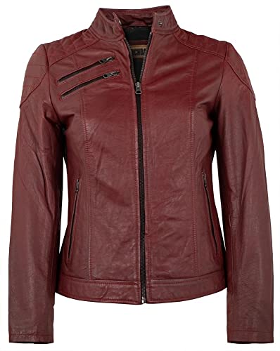 Punchball - Damen Echtleder Lederjacke Lammnappa dunkelrot Größe 42 von Punchball