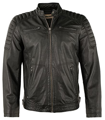 Punchball - Herren Lederjacke Bikerjacke Lammnappa schwarz Größe 52 von Punchball