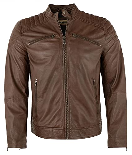 Punchball - Herren Lederjacke Lammnappa Tobacco braun Größe 56 von Punchball