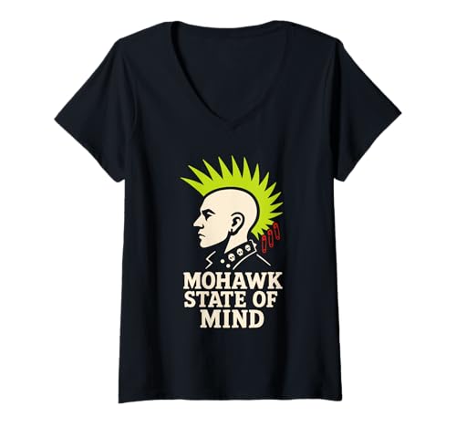 Damen Punk Rock DIY Anarchy Alternative Musik Mohawk Band Festival T-Shirt mit V-Ausschnitt Damen Punk Rock DIY Anarchy Alternative Musik Mohawk Band Festival T-Shirt mit V-Ausschnitt von Punk Fashion Alternative Music DIY Anarchy Mohawk
