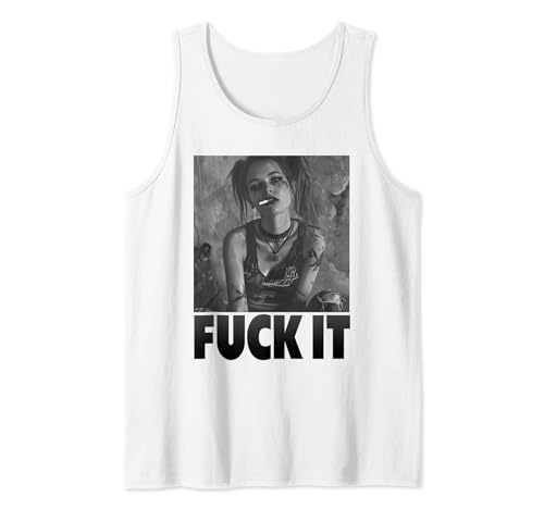Cooles Punk Girl raucht Zigarette, Rebellisches Punkerin Tank Top von Punk Girl raucht Zigarette