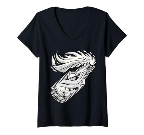 Damen Molotov Cocktail Punk Grafik T-Shirt mit V-Ausschnitt Damen Molotov Cocktail Punk Grafik T-Shirt mit V-Ausschnitt von Punk Merch