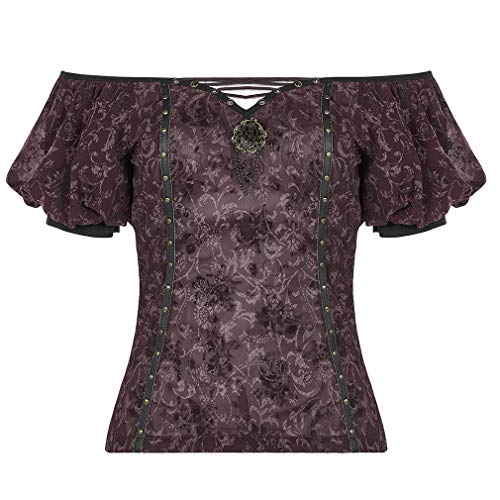 Punk Rave Carmen Top - Espresso Flowers S von Punk Rave
