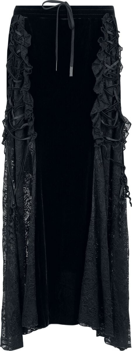 Punk Rave Goth staggered patchwork lace skirt Langer Rock schwarz in XXL-3XL von Punk Rave