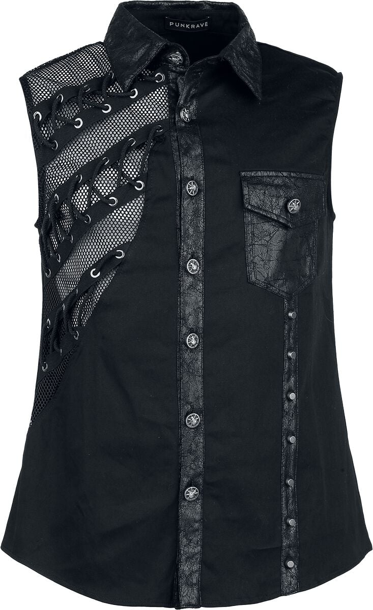 Punk Rave Punk Asymmetric Sleeveless Shirt Kurzarmhemd schwarz in XXL von Punk Rave