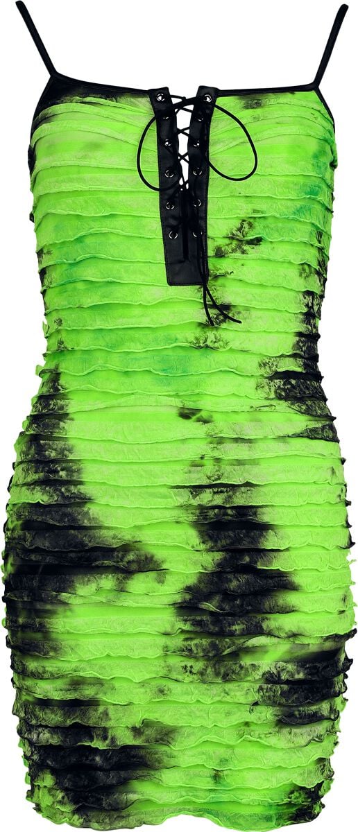 Punk Rave Tie Dyed Punk Dress Kurzes Kleid schwarz grün in XL-XXL von Punk Rave