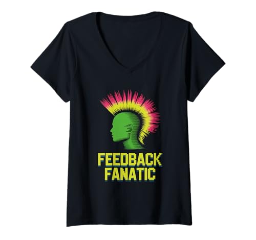 Damen Feedback Fanatic Punk Rock Musik T-Shirt mit V-Ausschnitt von Punk Rock Music