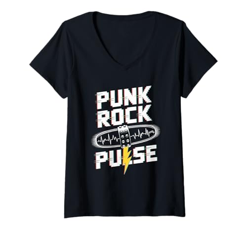 Damen Punk Rock Pulse Punk Rock Musik T-Shirt mit V-Ausschnitt von Punk Rock Music