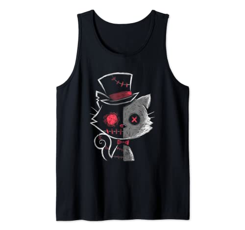 Damen Gothic Sommer Grafik Harajuku Gothic Gruselige Katze Tank Top von Punk emo Art