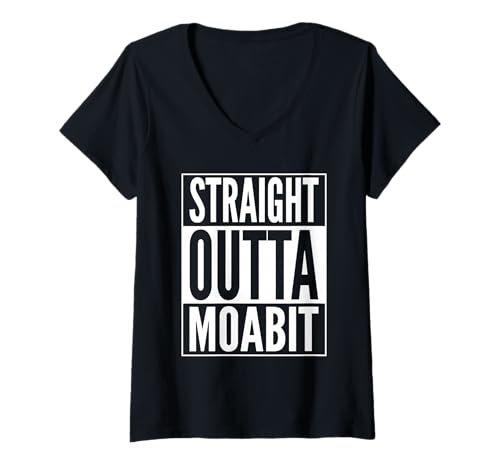 Damen Straight Outta Moabit Stadtteil in Berlin Weißes Design T-Shirt mit V-Ausschnitt Damen Straight Outta Moabit Stadtteil in Berlin Weißes Design T-Shirt mit V-Ausschnitt von Punk'n'Roll Merchandise