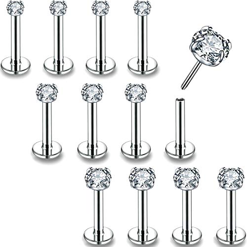 16G Gewindelos Lippen Ringe Tragus Ohrringe Chirurgenstahl Helix Conch Knorpel Ohrringe Monroe Piercing Schmuck für Damen Herren Labret Ohrstecker von PunkTracker