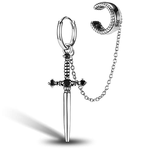 PunkTracker Hypoallergene Chirurgenstahl Gothic Schwert Ohrringe für Damen Schwarz Cubic Zirkonia Punk Dolch Y2K Emo Ohrringe für Herren PunkTracker Hypoallergene Chirurgenstahl Gothic Schwert Ohrringe für Damen Schwarz Cubic Zirkonia Punk Dolch Y2K Emo Ohrringe für Herren von PunkTracker