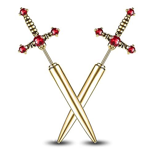 PunkTracker Hypoallergene Chirurgenstahl Gothic Schwert Ohrringe für Damen Schwarz Cubic Zirkonia Punk Dolch Y2K Emo Ohrringe für Herren PunkTracker Hypoallergene Chirurgenstahl Gothic Schwert Ohrringe für Damen Schwarz Cubic Zirkonia Punk Dolch Y2K Emo Ohrringe für Herren von PunkTracker