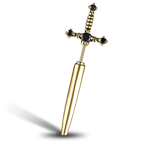 PunkTracker Hypoallergene Chirurgenstahl Gothic Schwert Ohrringe für Damen Schwarz Cubic Zirkonia Punk Dolch Y2K Emo Ohrringe für Herren PunkTracker Hypoallergene Chirurgenstahl Gothic Schwert Ohrringe für Damen Schwarz Cubic Zirkonia Punk Dolch Y2K Emo Ohrringe für Herren von PunkTracker