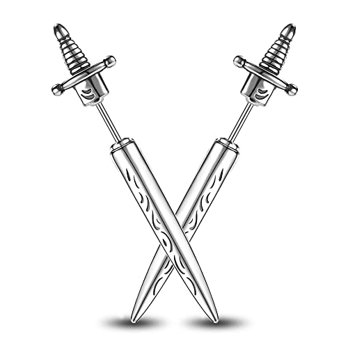 PunkTracker Hypoallergene Chirurgenstahl Gothic Schwert Ohrringe für Damen Schwarz Cubic Zirkonia Punk Dolch Y2K Emo Ohrringe für Herren PunkTracker Hypoallergene Chirurgenstahl Gothic Schwert Ohrringe für Damen Schwarz Cubic Zirkonia Punk Dolch Y2K Emo Ohrringe für Herren von PunkTracker