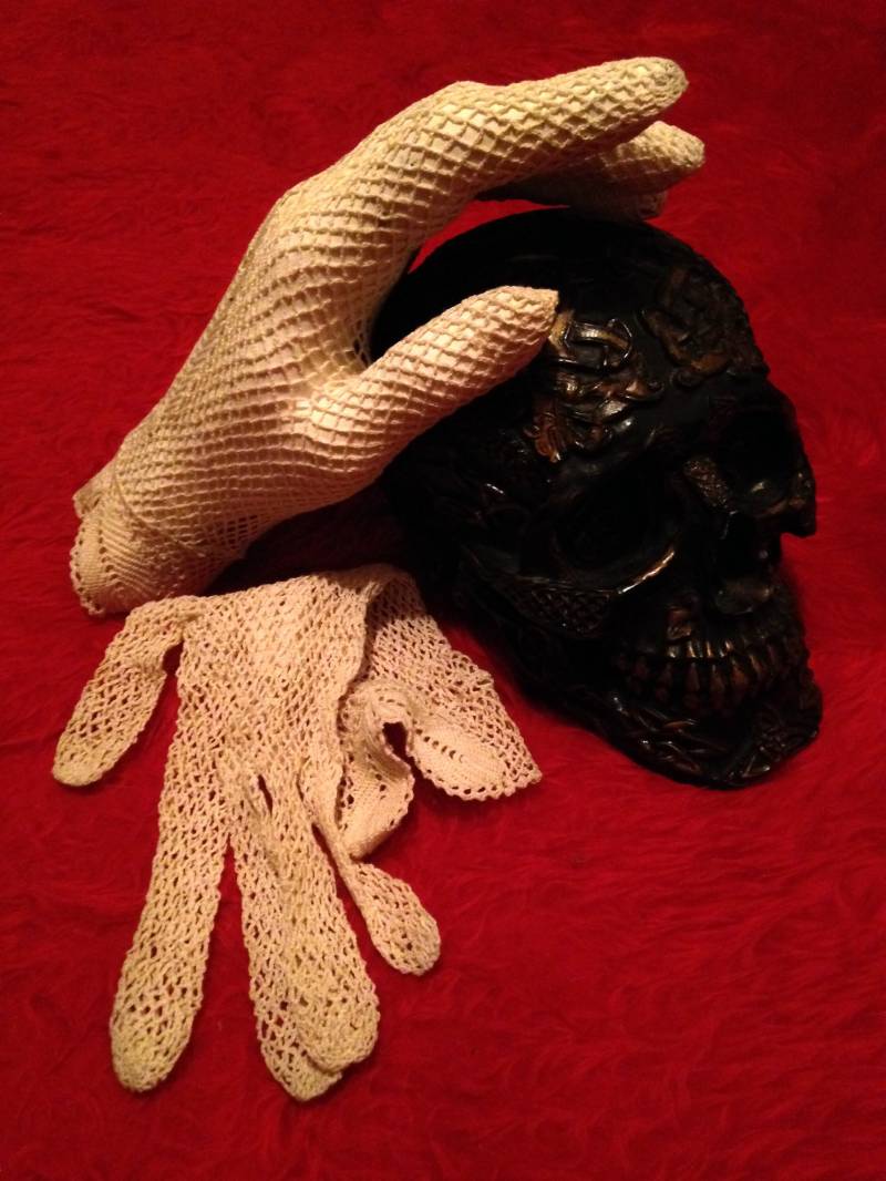 Vtg 1900 Edwardian Antike Goth Beige Häkeln Handschuhe M von PunkorellaVintage