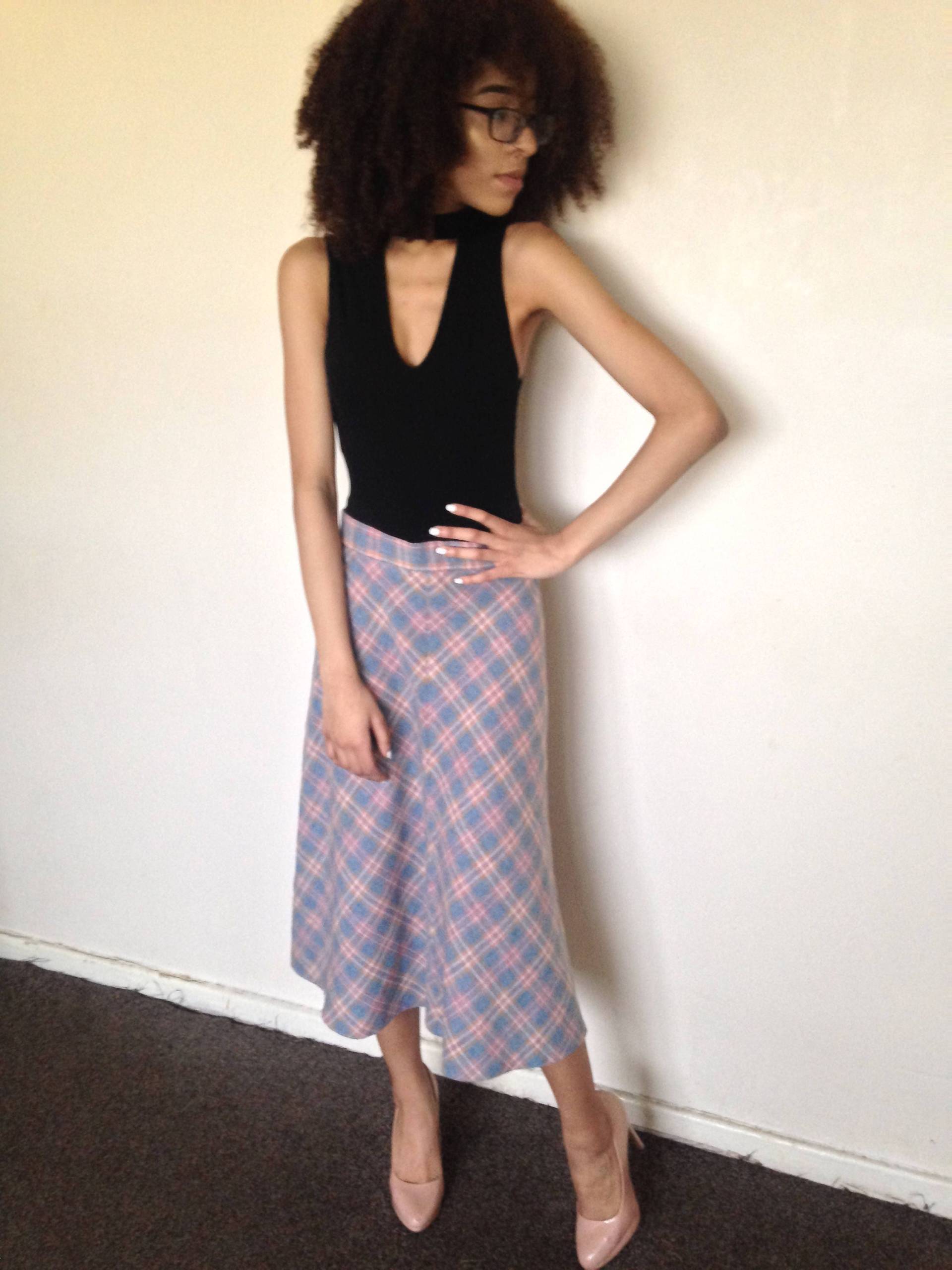 Vtg 70Er Jahre Retro Grunge Karierten Midi-Rock S von PunkorellaVintage