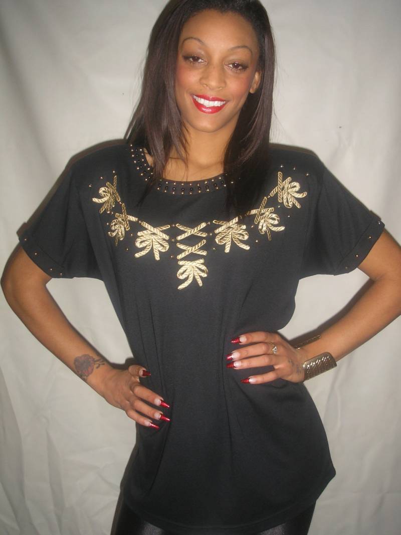 Vtg 80 Goldenen Bögen Schwarze Perlen Spitze S/M/L von PunkorellaVintage