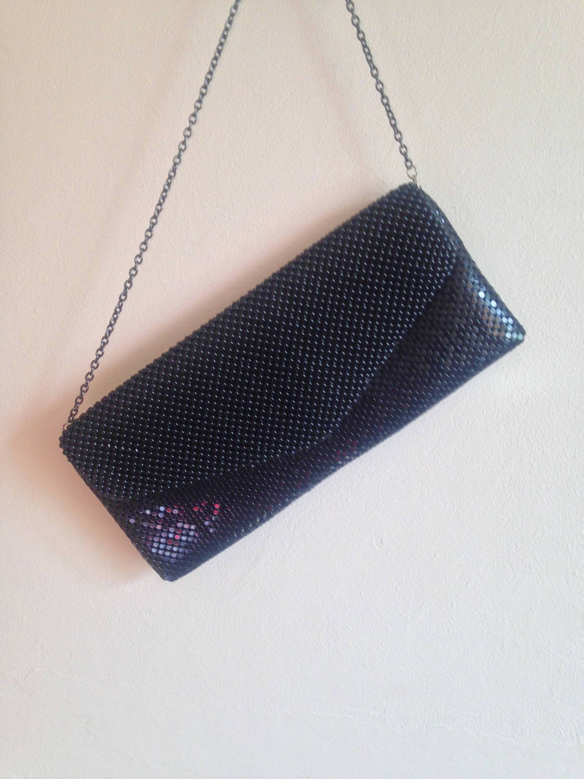 Vtg 80 Jessica Mcclintock Schwarzen Metallgitter Perlen Abend Handtasche Clutch Umhängetasche von PunkorellaVintage