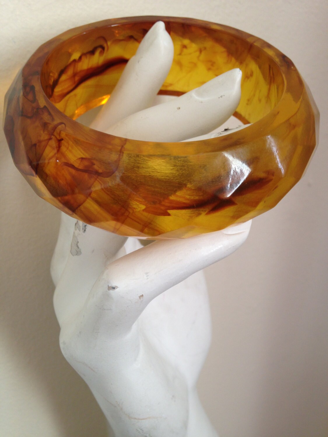 Vtg 80Er Jahre Retro Gelb Kunststoff Chunky Armband Armreif S von PunkorellaVintage