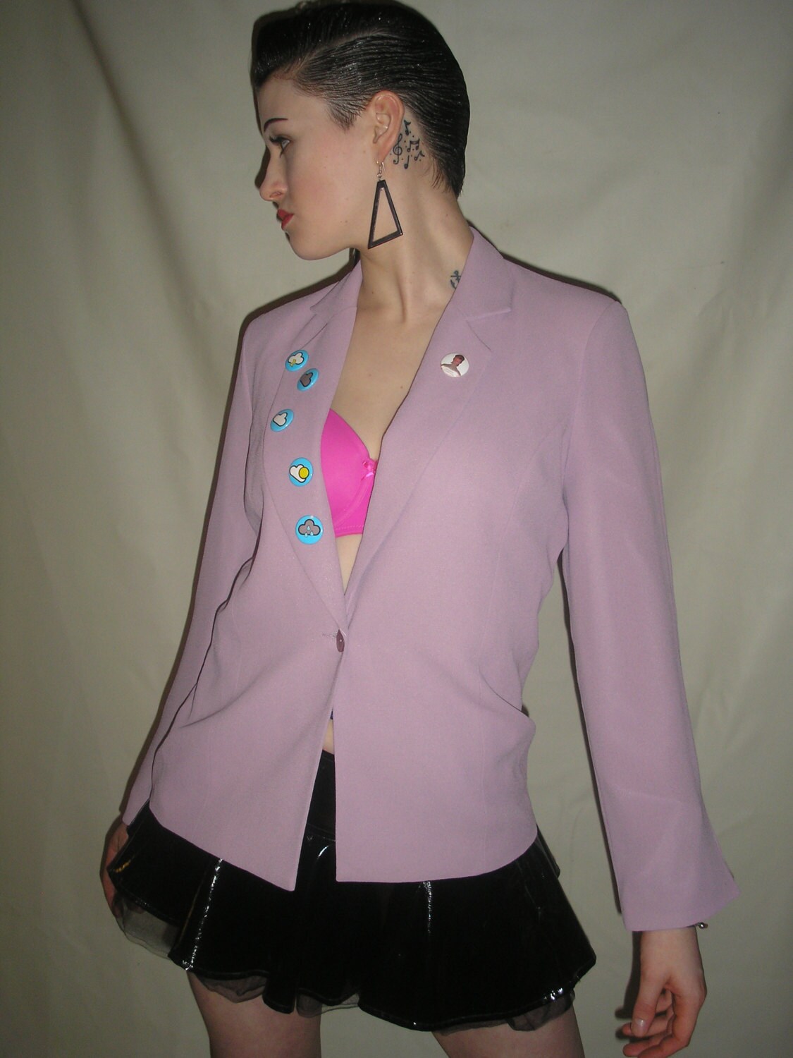 Vtg 80Er Jahre Retro Pins Lavendel Taillierter Blazer M von PunkorellaVintage