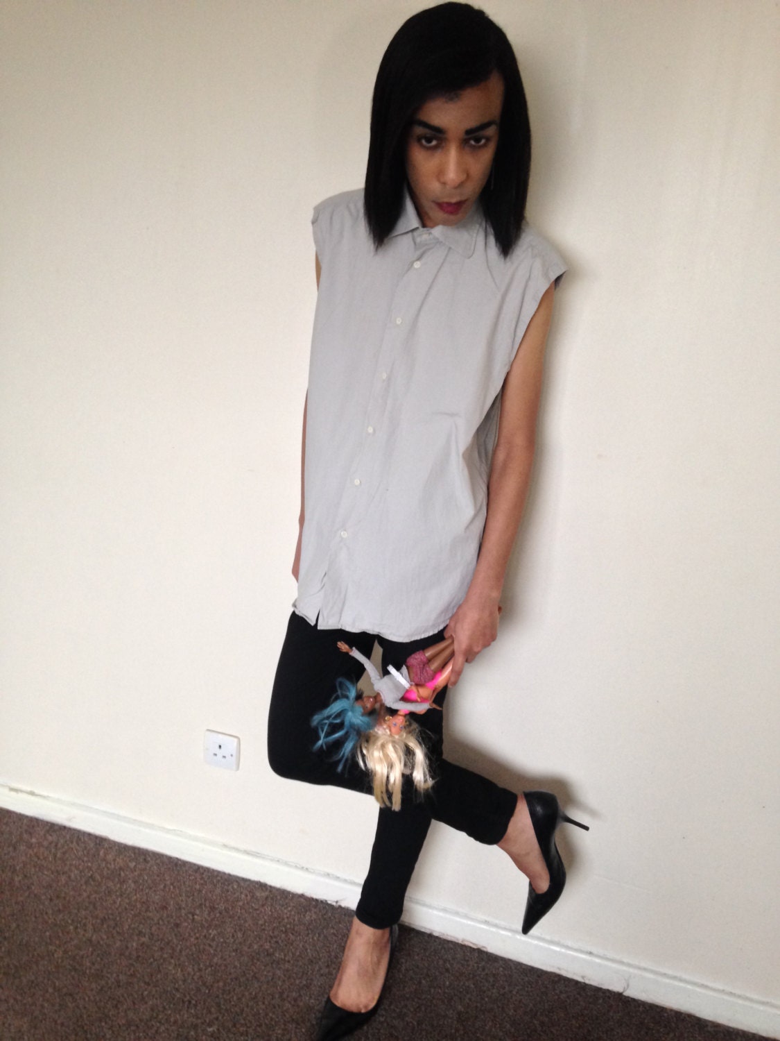 Vtg 90Er Jahre Gianfranco Ferre Neutrales Oversized Shirt Mit Abgeschnittenen Ärmeln S/M/L von PunkorellaVintage