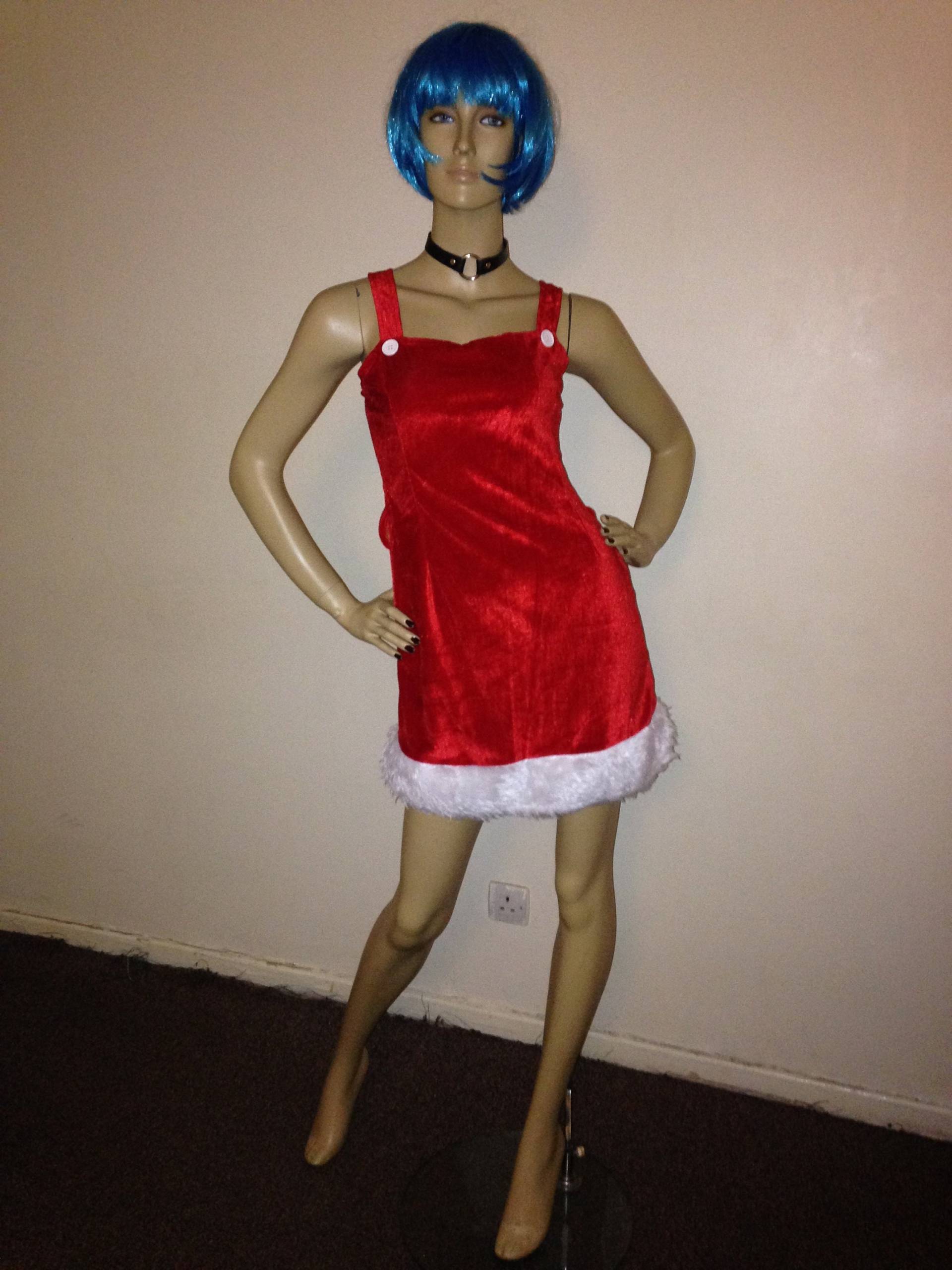 Vtg 90Er Jahre Santa Rot Velour Weiß Kunstpelz Mini Kostüm Spaß Kleid S von PunkorellaVintage