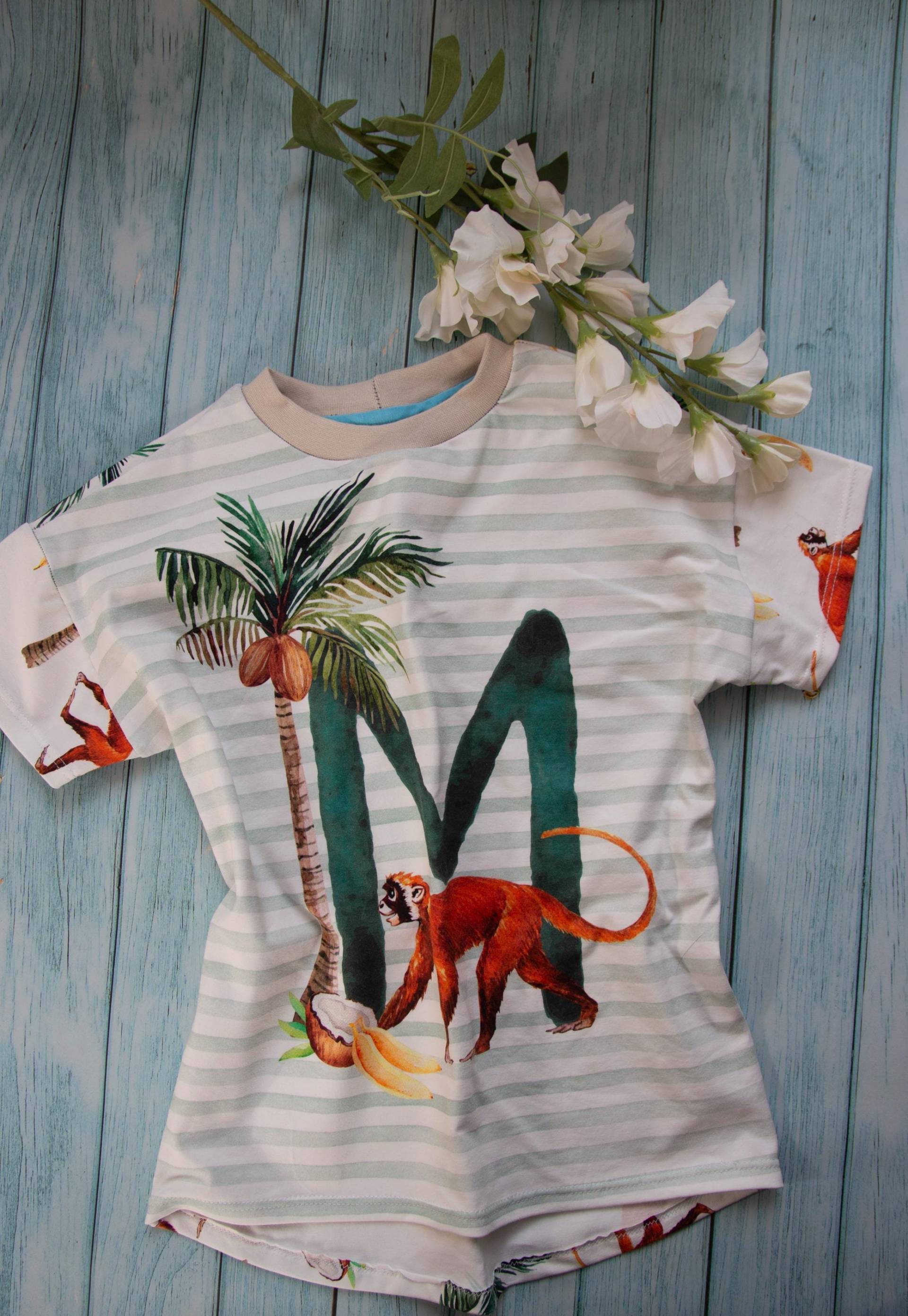 T-Shirt Mit Äffchen-Panel von PunkyDotsDesign