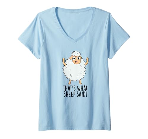 Damen That's What Sheep Said Lustiges Tierspiel T-Shirt mit V-Ausschnitt von Punny Bone