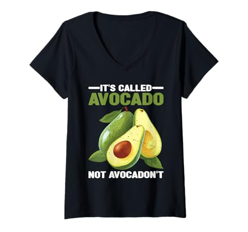 Damen It's Called Avocado Not Avocadon't Fruchtmotivation - T-Shirt mit V-Ausschnitt Damen It's Called Avocado Not Avocadon't Fruchtmotivation - T-Shirt mit V-Ausschnitt von Punny Fruchtmotivation Positivität
