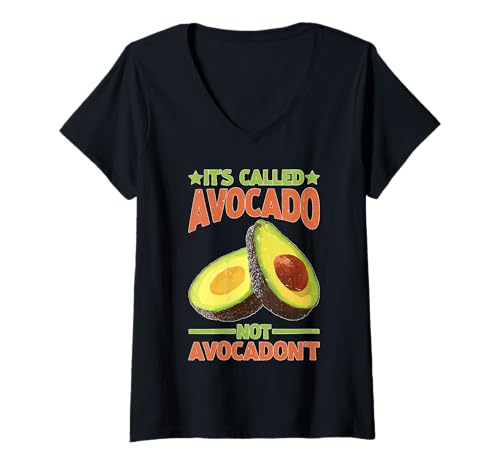 Damen It's Called Avocado Not Avocadon't Fruchtmotivation T-Shirt mit V-Ausschnitt Damen It's Called Avocado Not Avocadon't Fruchtmotivation T-Shirt mit V-Ausschnitt von Punny Fruchtmotivation Positivität
