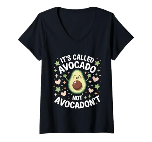 Damen It's Called Avocado Not Avocadon't Fruchtmotivation - T-Shirt mit V-Ausschnitt Damen It's Called Avocado Not Avocadon't Fruchtmotivation - T-Shirt mit V-Ausschnitt von Punny Fruchtmotivation Positivität