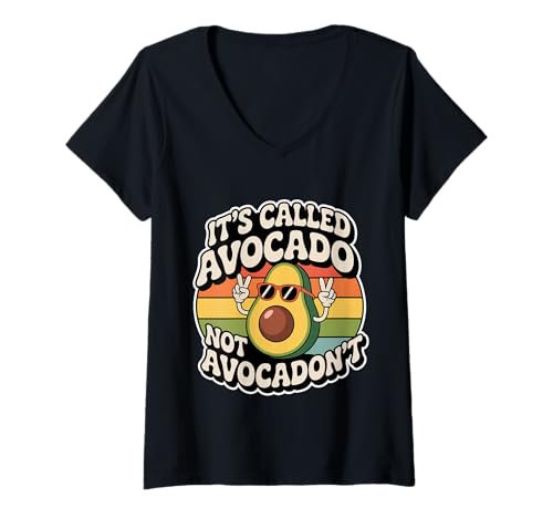 Damen It's Called Avocado Not Avocadon't Fruchtmotivation - T-Shirt mit V-Ausschnitt Damen It's Called Avocado Not Avocadon't Fruchtmotivation - T-Shirt mit V-Ausschnitt von Punny Fruchtmotivation Positivität