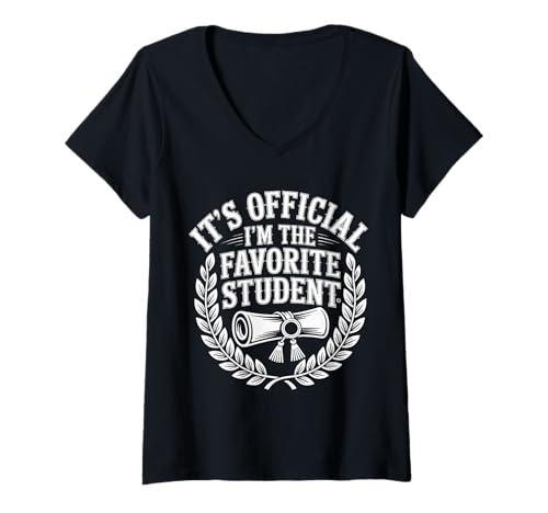 Damen It's Official I'm The Favorite Student Schule stolz |- T-Shirt mit V-Ausschnitt Damen It's Official I'm The Favorite Student Schule stolz |- T-Shirt mit V-Ausschnitt von Puns im Klassenzimmer Schüler Humor