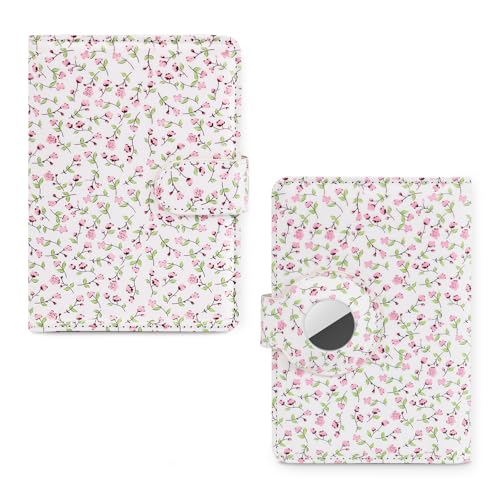 Reisepasshülle für Reiseutensilien, RFID-blockierende Lederhülle, Brieftasche mit Magnetverschluss, niedliches Blumenmuster, Reisepasshülle für Reisen, unverzichtbares Zubehör, Reisepassbuch für Damen von Puoqu