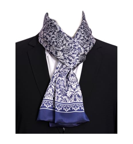 Pupatuch Halstuch Herren 100% Seide Schal Vintage Pattern Seidenschal Herrenschal (#11 Dunkelblau) von Pupatuch