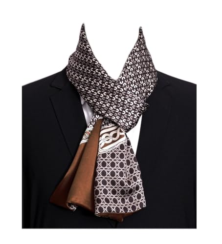 Pupatuch Halstuch Herren 100% Seide Schal Vintage Pattern Seidenschal Herrenschal (#12 Braun) von Pupatuch