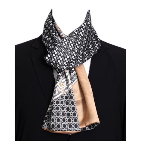 Pupatuch Halstuch Herren 100% Seide Schal Vintage Pattern Seidenschal Herrenschal (#12 Khaki) von Pupatuch