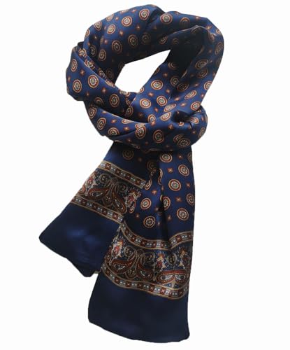 Pupatuch Halstuch Herren 100% Seide Schal Vintage Pattern Seidenschal Herrenschal (#8_Blau) von Pupatuch