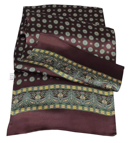 Pupatuch Halstuch Herren 100% Seide Schal Vintage Pattern Seidenschal Herrenschal (#8_Grün) von Pupatuch