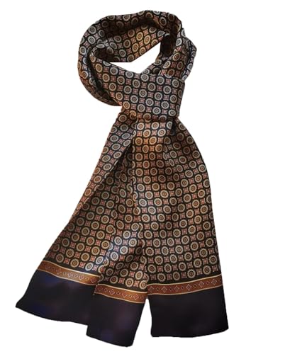 Pupatuch Halstuch Herren 100% Seide Schal Vintage Pattern Seidenschal Herrenschal (#9_Dunkelblau) von Pupatuch