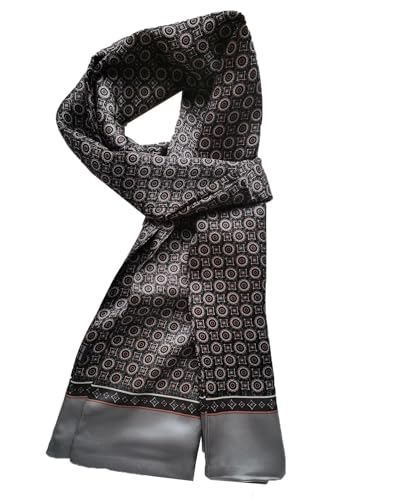 Pupatuch Halstuch Herren 100% Seide Schal Vintage Pattern Seidenschal Herrenschal (#9_Grau) von Pupatuch